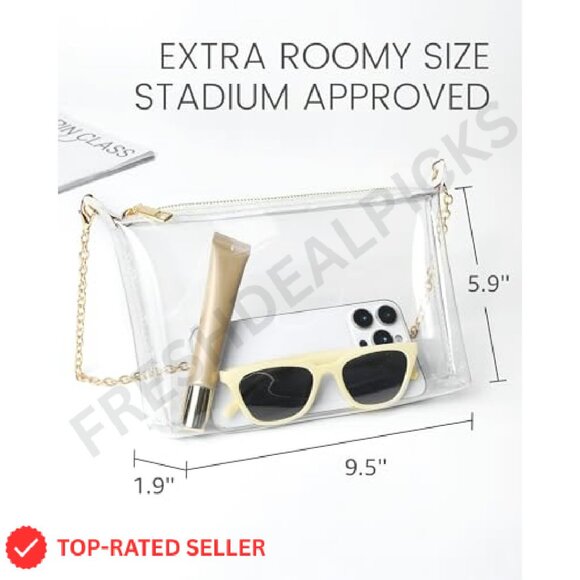 Clear Stadium Crossbody Purse Transparent PVC Handbag Chic Minimal Concert - Picture 4 of 8